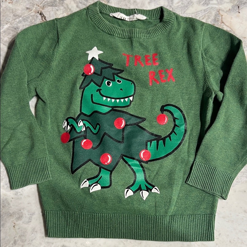 H&M Green “Tree Rex” Kids Sweater size 4-6y